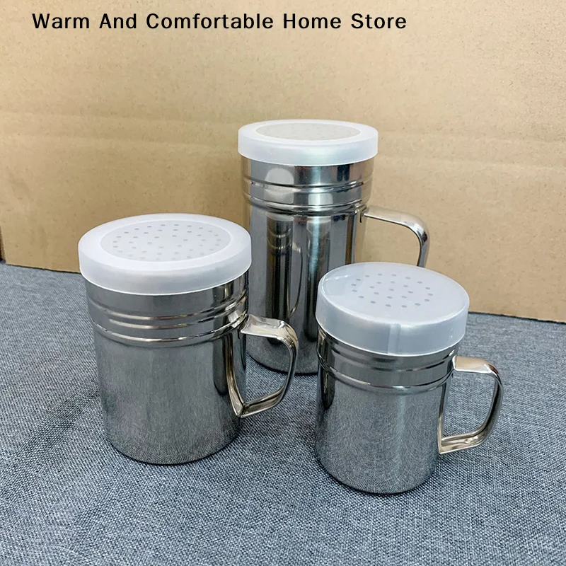 【SE】1Pcs Salt Sugar Bottle With Handle Multi-purpose Stainless Steel Kitchen Gadgets Spice Pepper Shaker Spice Jar Seasoning Can