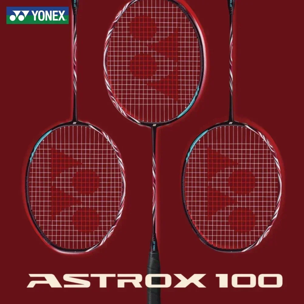 YONEX-Raquette de badminton professionnelle ASTROX 100ZZ, raquettes en carbone, raquettes de badminton avec ligne, bleu et rouge, hors commandes,