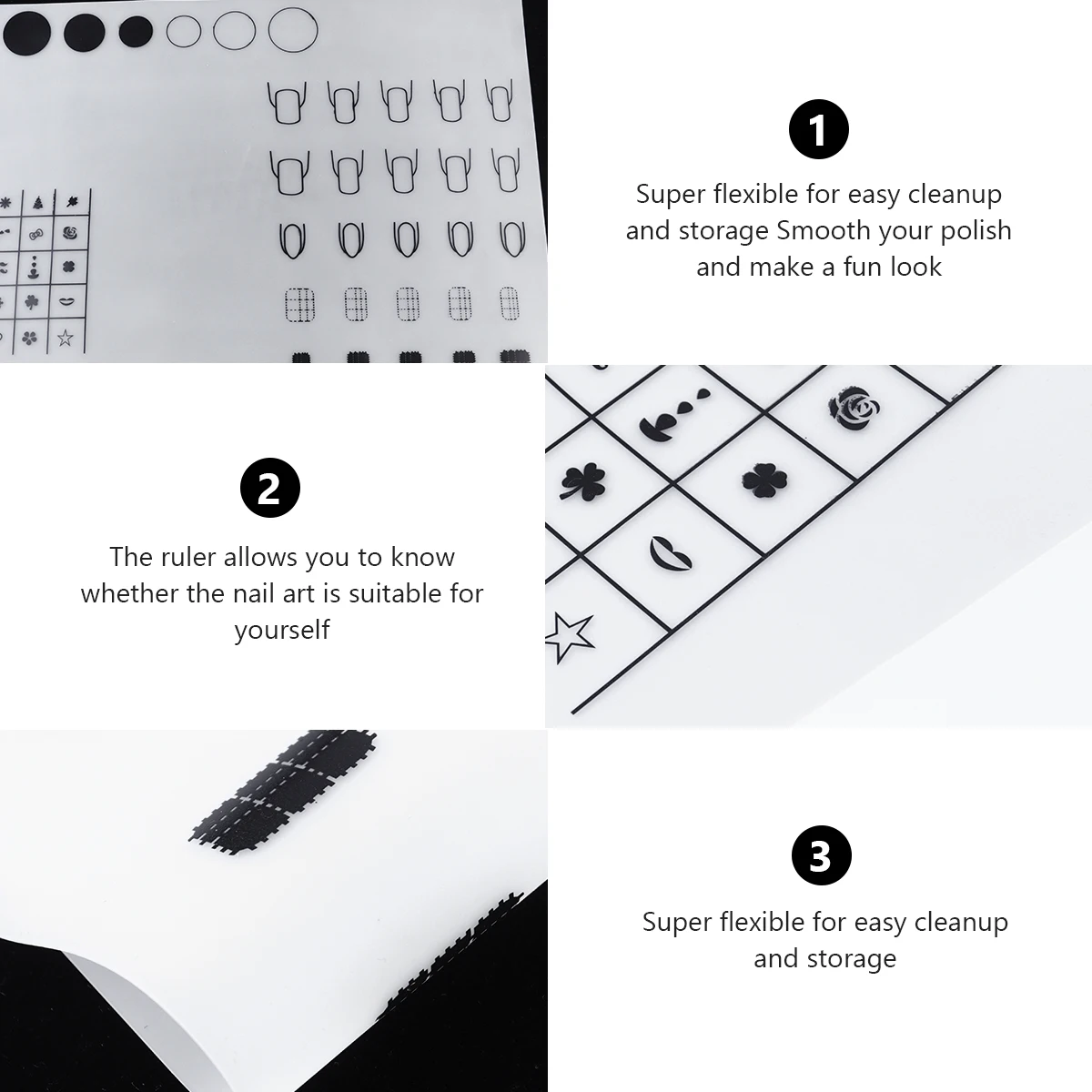 

Silicone Nail Pad for Practice Designs Coloring Stamps Manicure Mat Easy Cleanup Storage Table Protector