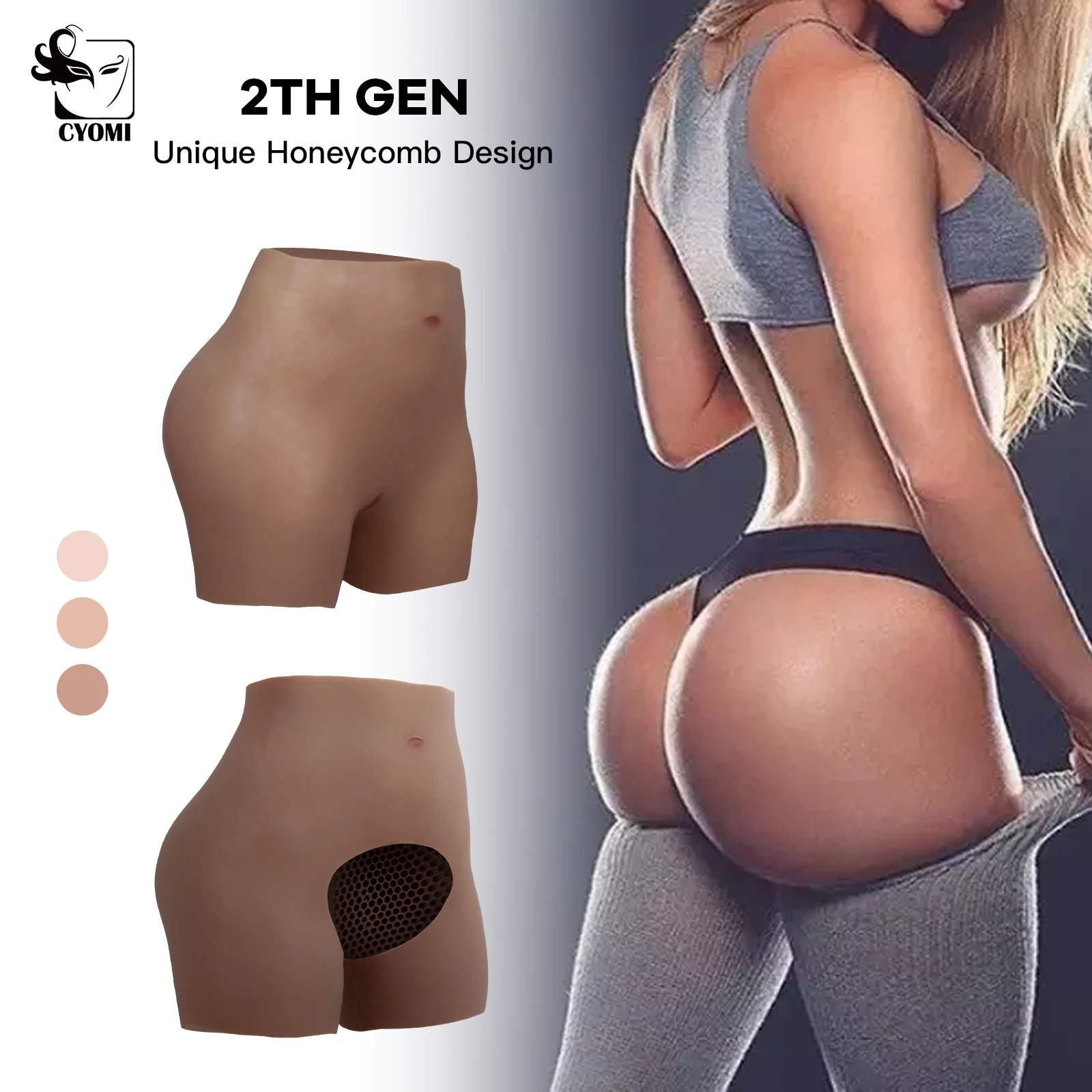 CYOMI Silicone Big Asses Pants Fake Buttocks Padded Enhancer Hip Butt Lifter Pantys Shapewear Open Crotch Shaper Underwear