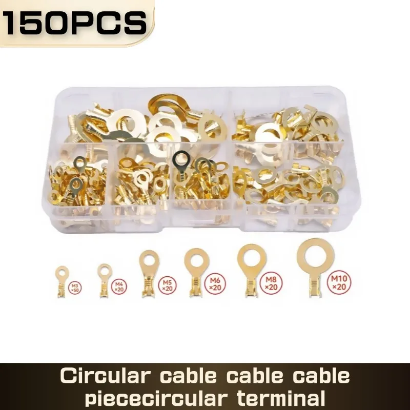 150pcs/set Round Terminal Block DJ431 O-type Lugs Terminals Cold-Pressed Connector Copper Tab Wiring Nose Combination Set New