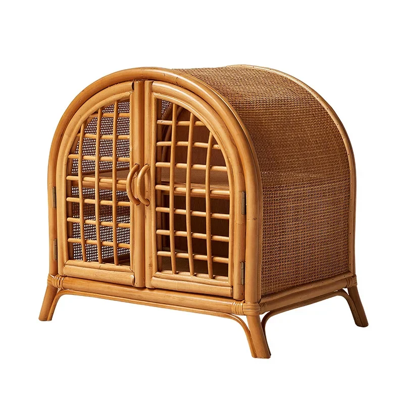 Vintage Vine Weaving Mini Storage Household Instagram Cabinet Small Cabinet Double Open Door