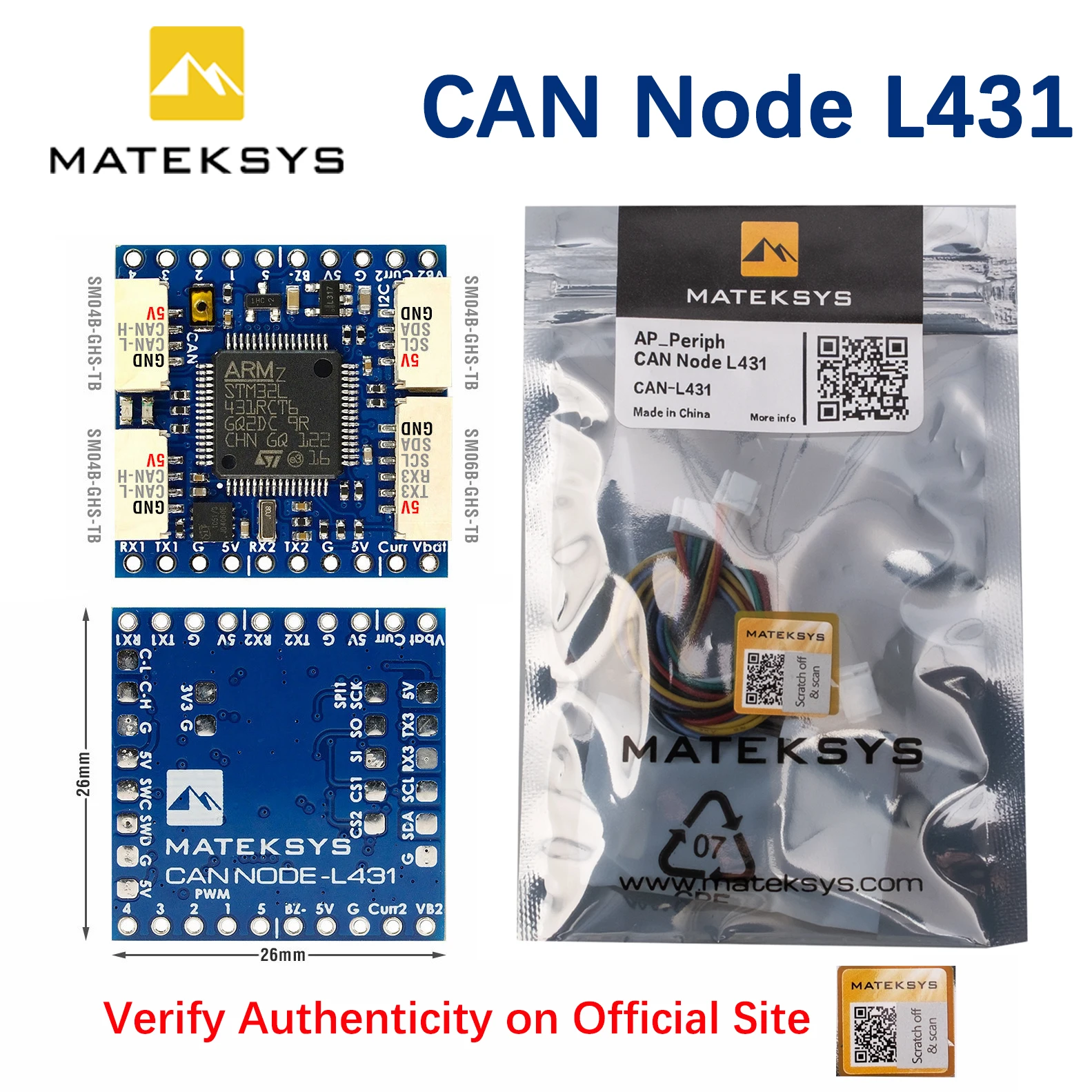 MATEK Mateksys CAN-L431 AP_PERIPH CAN NODE L431 DroneCAN For Fix-Wing ArduPilot GNSS, Compass, Barometer,Airspeed sensor