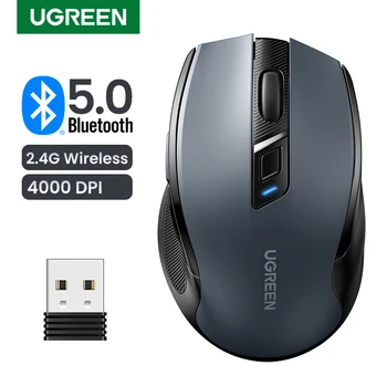 UGREEN 인체 공학적 무선 마우스, 블루투스 5.0 마우스, 4000DPI 6 음소거 버튼, 맥북 태블릿 노트북 컴퓨터 PC 2.4G 마우스 