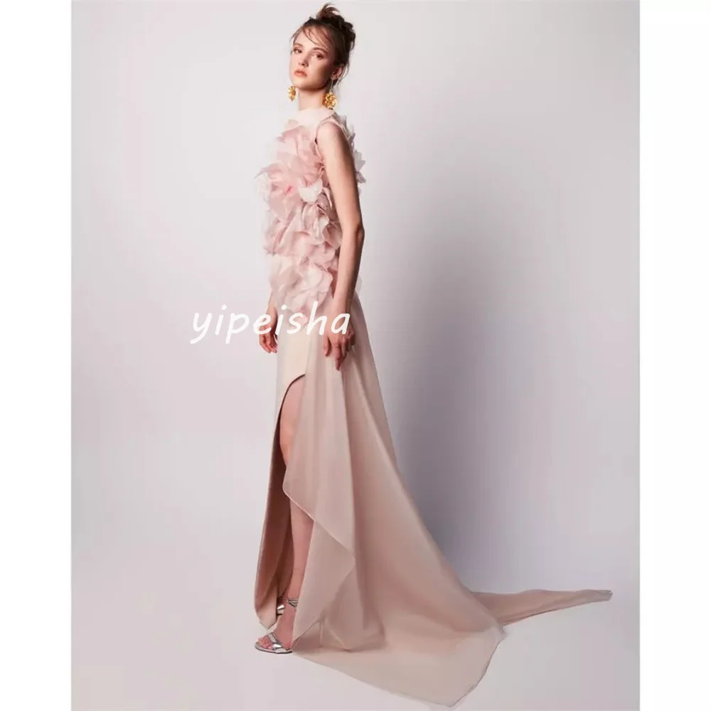 Customized Modern Style Casual Jersey Pleat Ruched Straight One-shoulder Long Dresses Cocktail Dresses Sizes Available High Qual