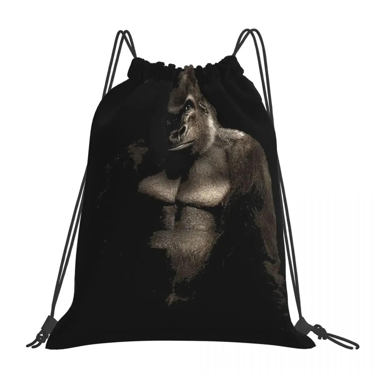 Gorilla Art Design For Ape Lovers Backpacks Drawstring Bags Drawstring Bundle Pocket Sports Bag BookBag For Man Woman Students