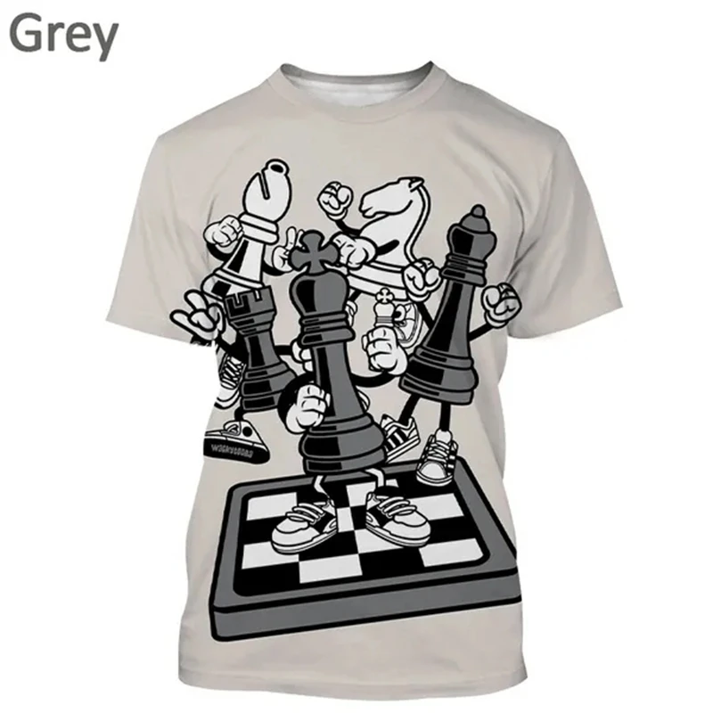 Newest Chess Game 3D Printing T Shirt Checkerboard Style Men\'s And Women\'s Casual Fashion Short-Sleeved Classic Versatile Tops