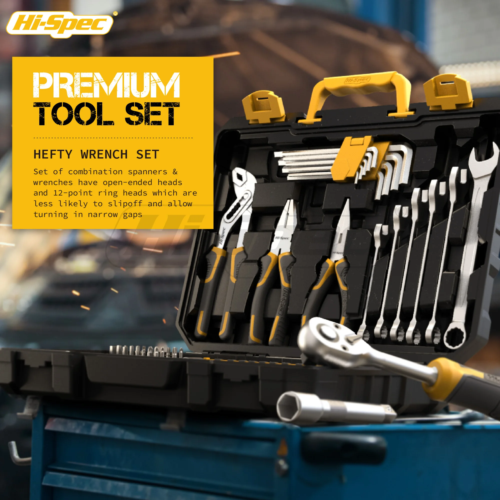Hi-Spec 93pc Home & Garage Auto Mechanics Tool Set Durable Steel