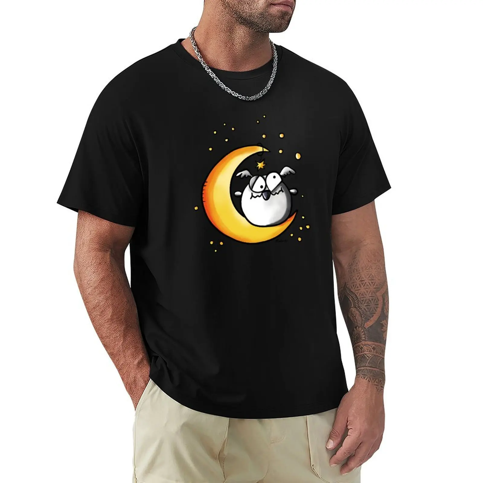 

Owl in the moon - Cartoon - Comic - Gift Night T-Shirt graphic tee shirt affliction shirts heavyweight t shirts for men