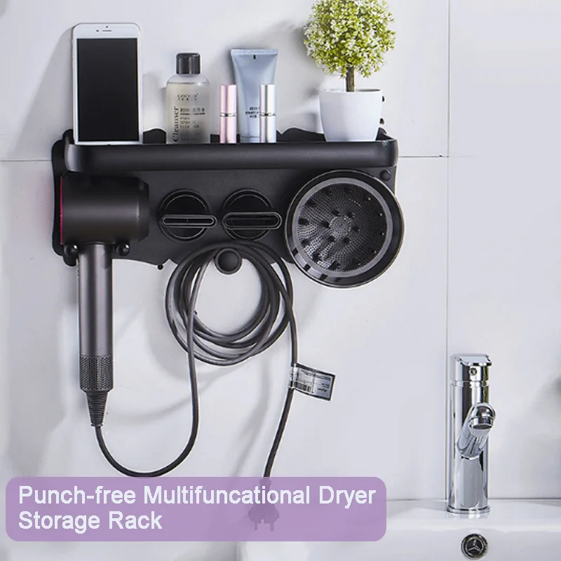 

Magnetic Punch Free Wall Mounted Storage Rack Metal Bathroom Holder Hanger Shelf For Dyson Airwrap Dryer Accessories Tool