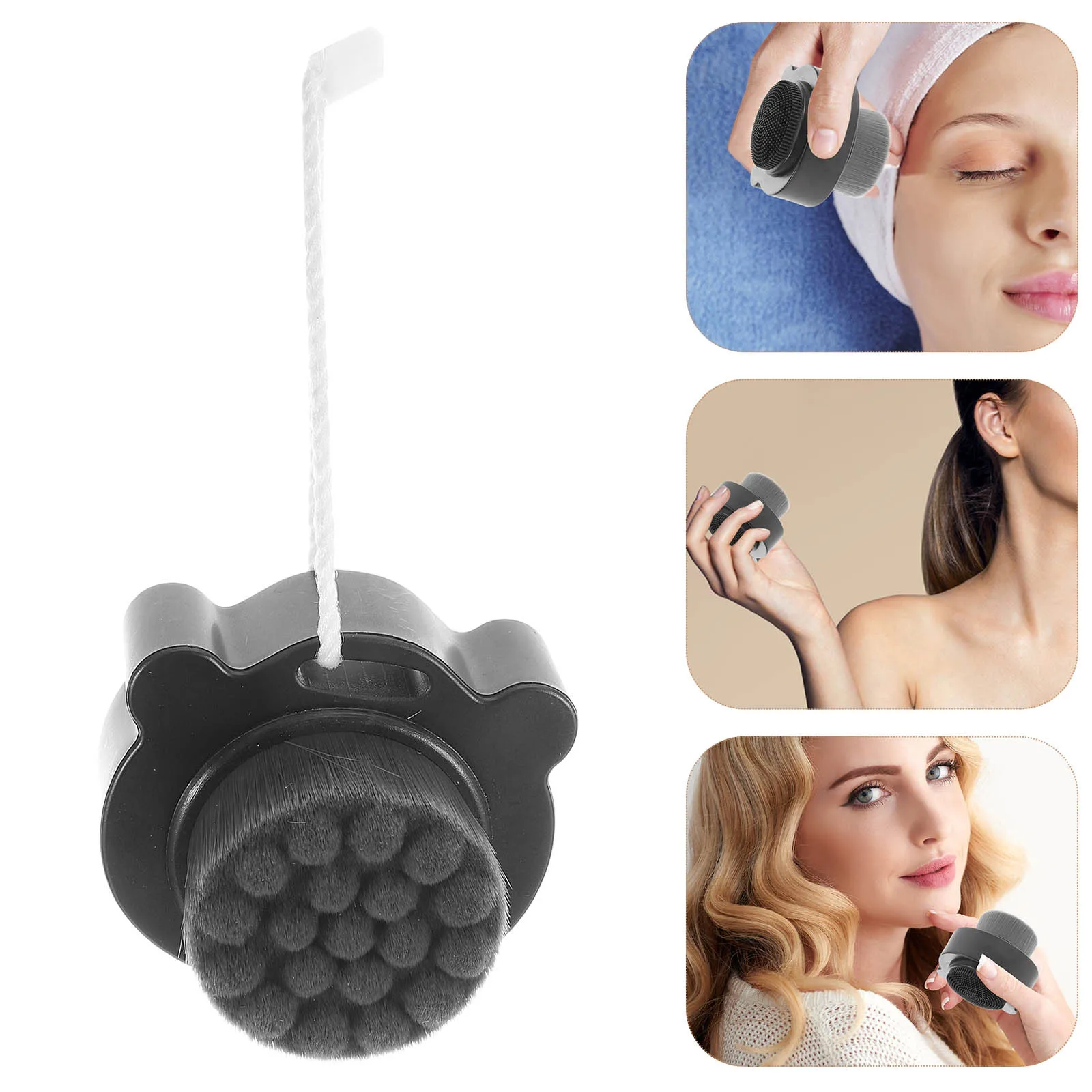 Cepillo Facial de silicona suave de doble cara, cubierta negra, depurador Facial, herramienta de limpieza exfoliante, depurador Facial suave, cuidado de la piel