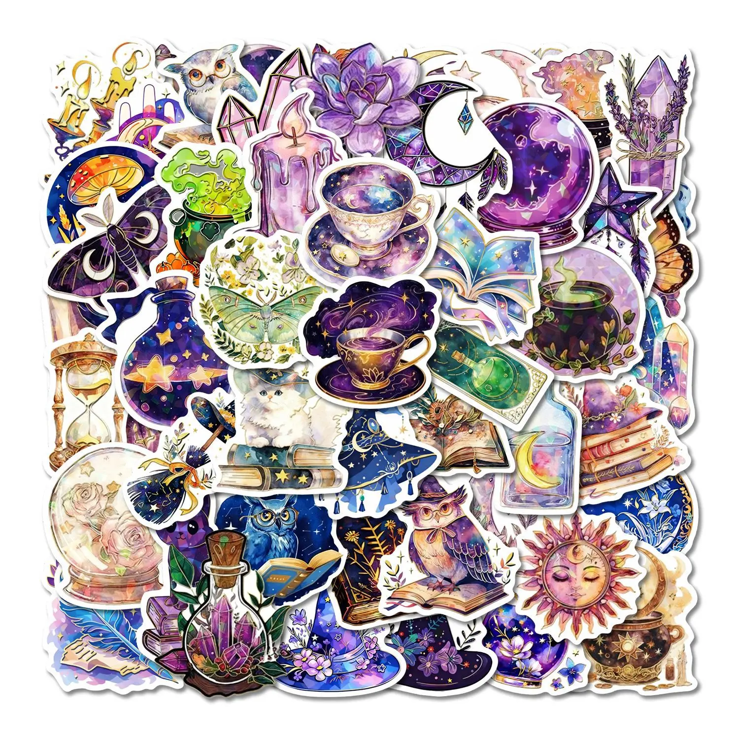 60pcs-owl-themed-purple-dreamy-stickers-for-creative-waterproof-decoration-notebooks-thermos-cups-and-mobile-phone-stickers