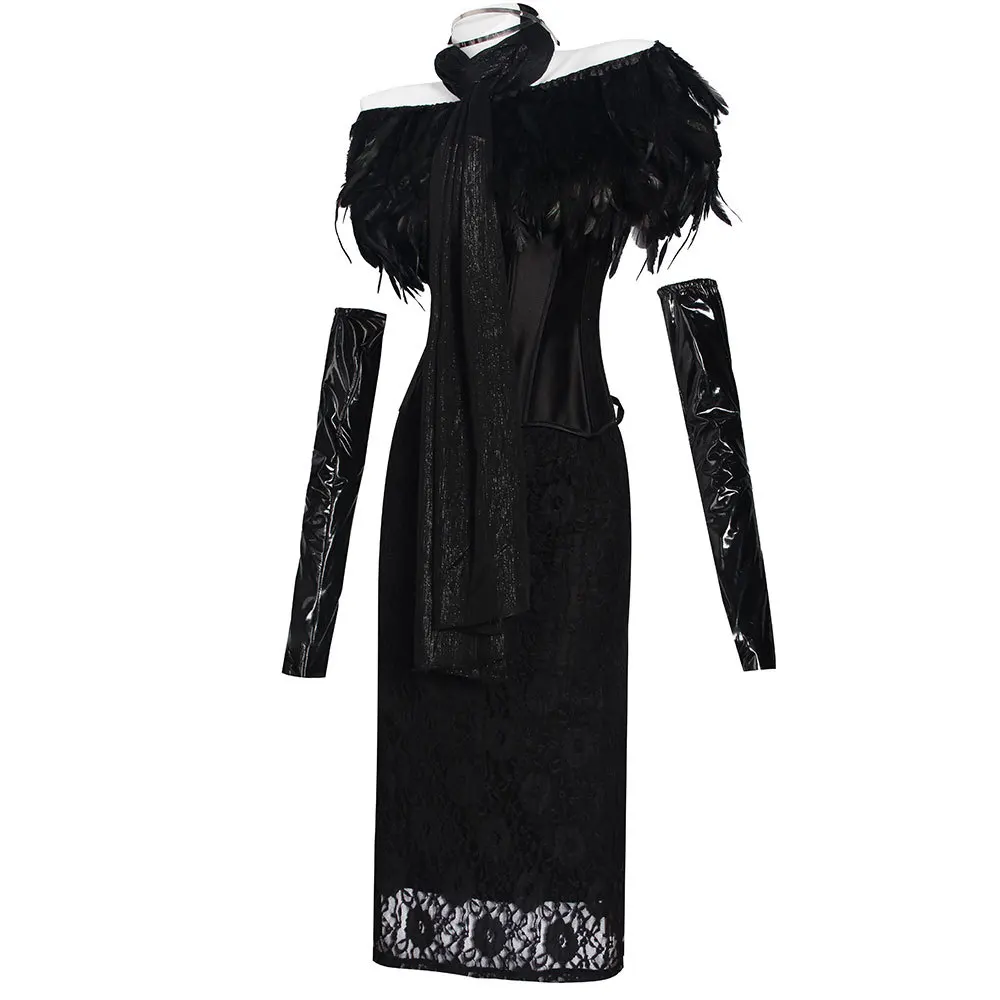 

SW cosplay costume Movie Women's sexy black dress Padmé Amidala PNA waist tied gloves shawl headwear, Halloween party uniform