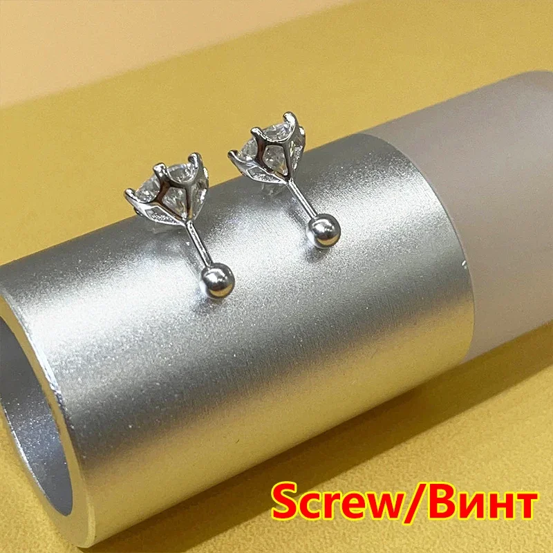 Premium 0.5-2ct Moissanite Diamond Stud Earrings for Women Original 925 Sterling Silver Screw Back Women Moissanite Earring