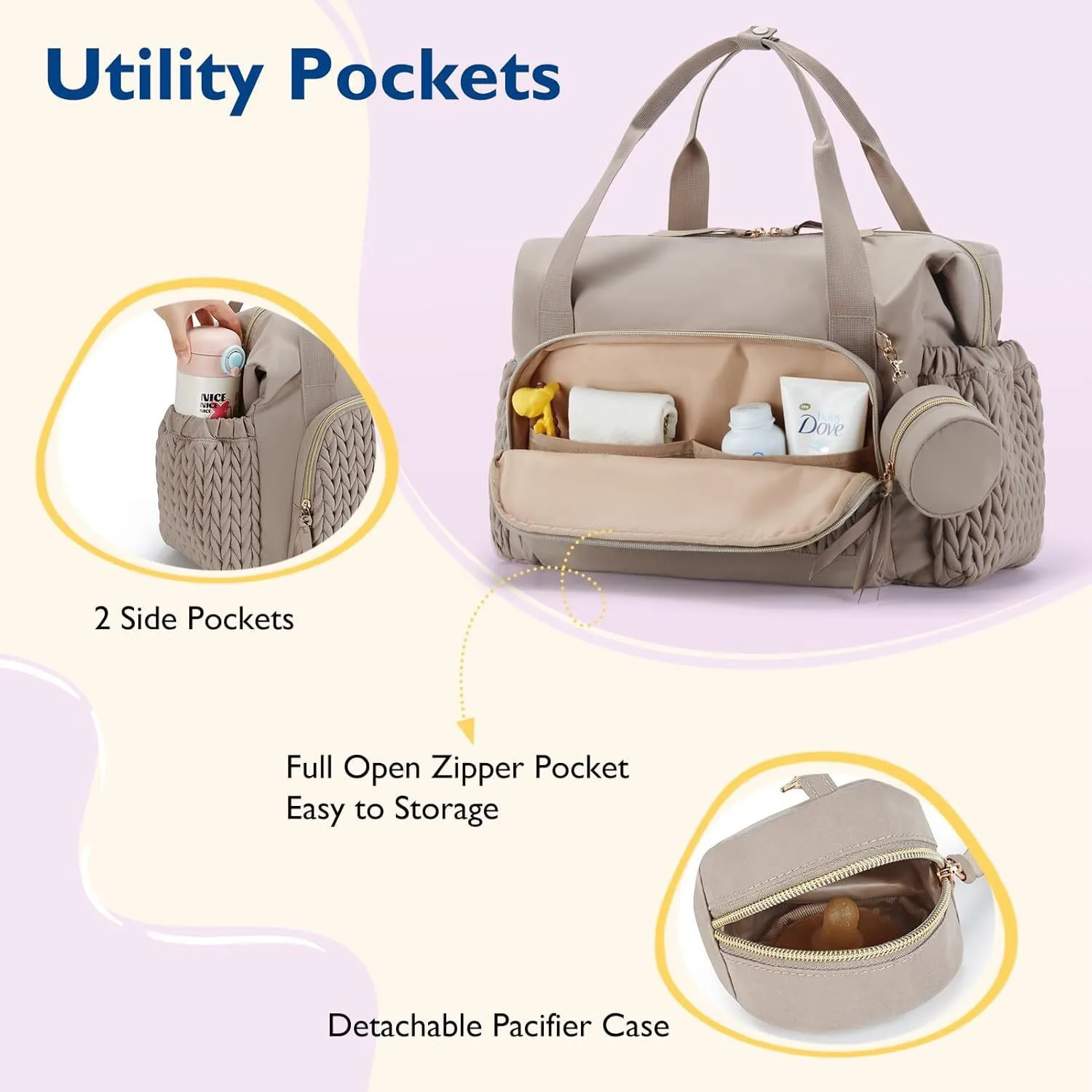 Mommy Diaper Bag Baby Stroller Organizer Backpack Large Capacity Outdoor Travel Maternity Bag with Insulated Pocket Changing Pad