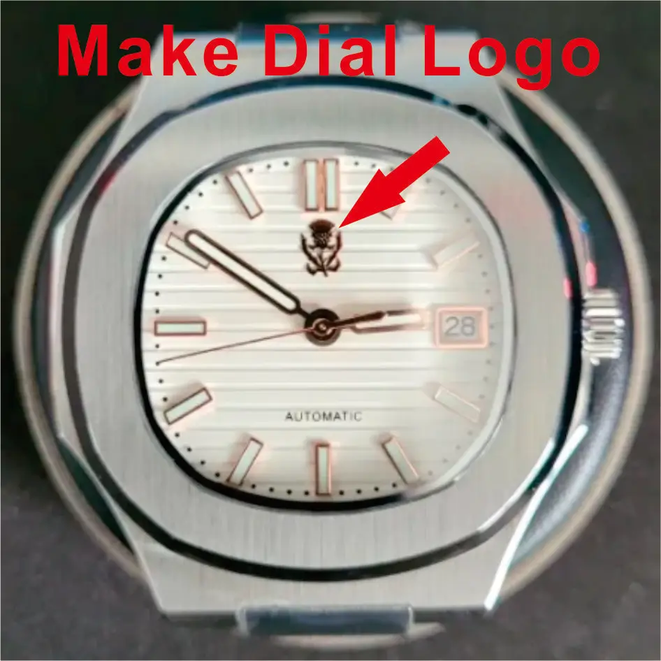 custom 3D watch dial sticker gold metal transfer silver 28.5mm label small brand  logo customized name carve self-adhesive logos