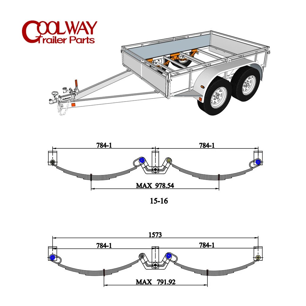 Rullo a bilanciere a doppio asse a 5 foglie Set di sospensioni a molla per rimorchio in Tandem Caravan Horse Float RV Parts accessori per Camper