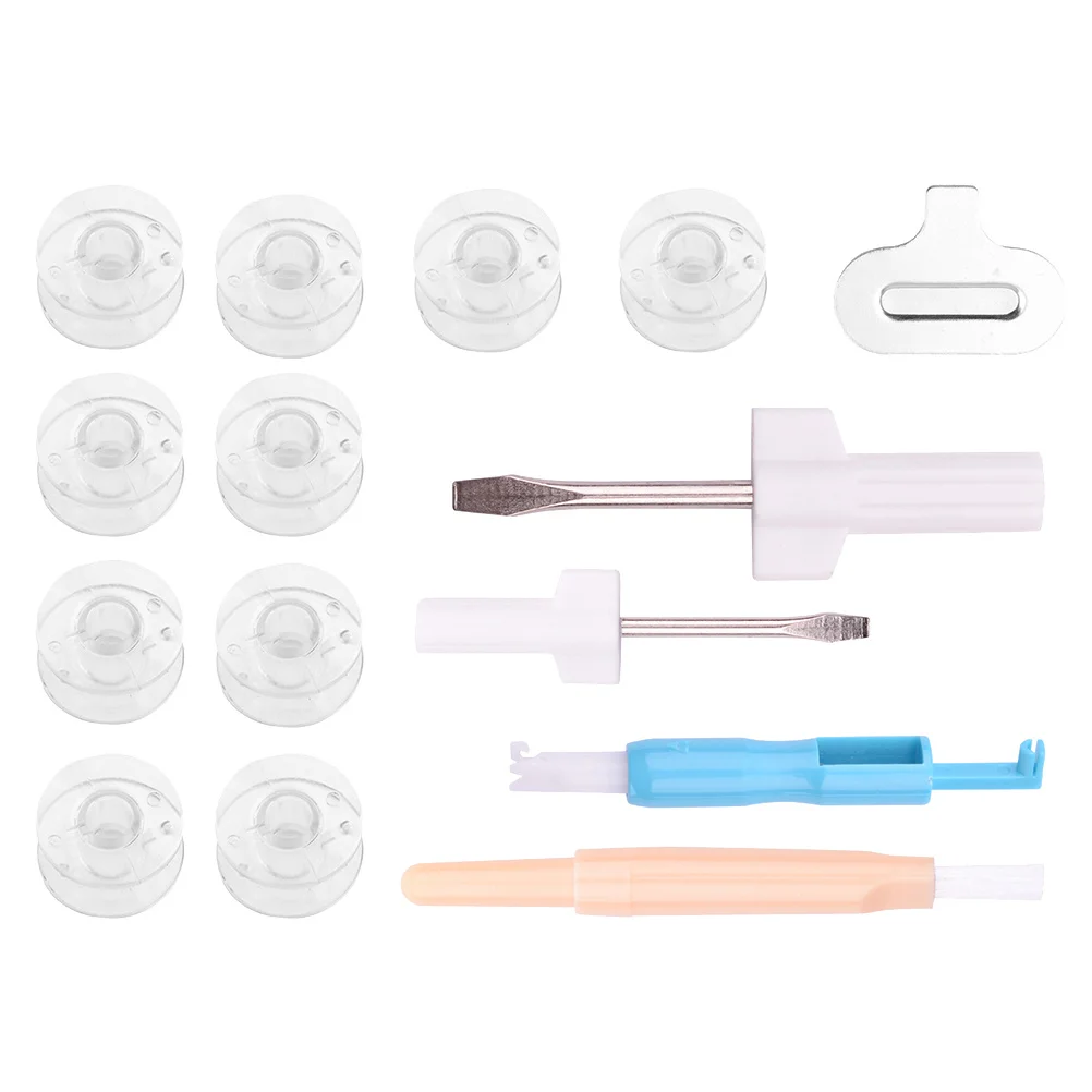 

15Pcs Household Sewing Machine Accessory Kit Plastic Bobbins Screwdriver Brush Durable Lightweight Easy Use for Most Sewing