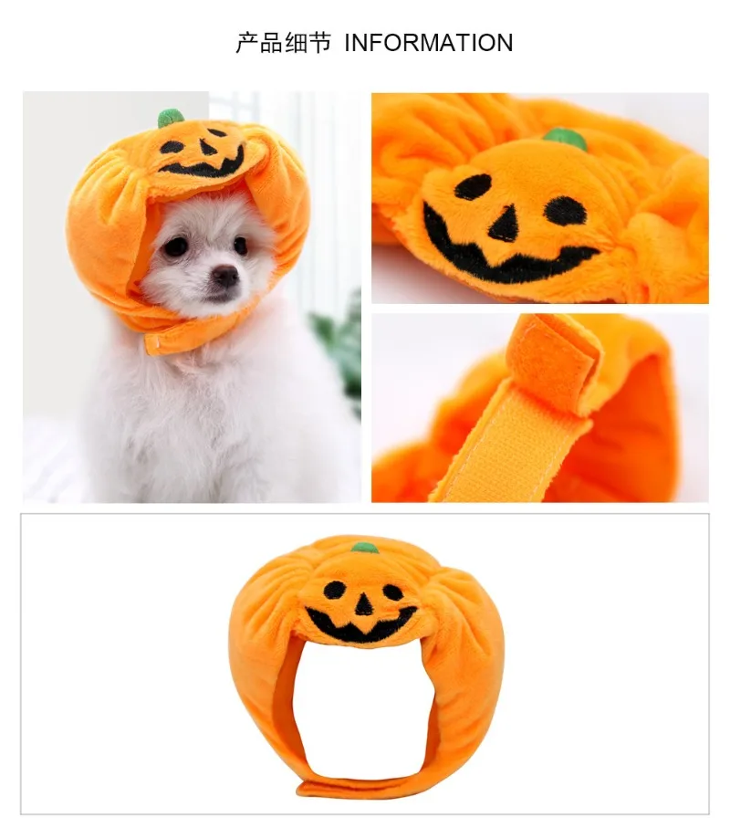 Halloween Costume Dog Hat for dog Pumpkin Hat Pet Dog Accessories For Small Dogs Kitten Teddy Funny Winter Puppy Clothes