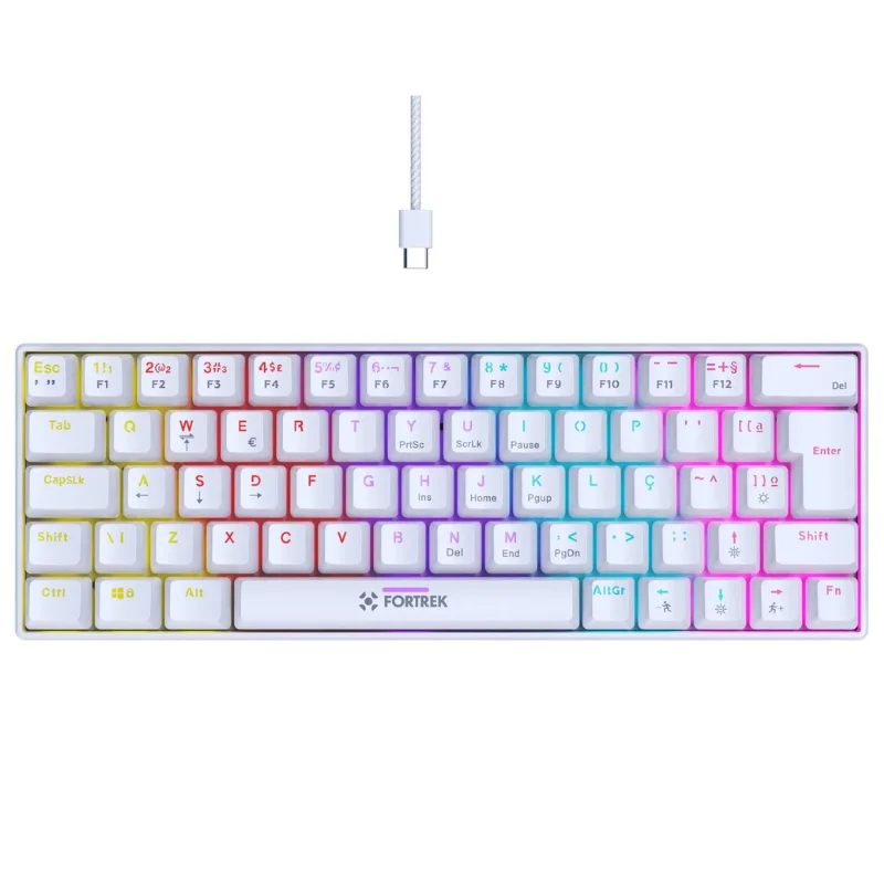 Fortrek Gravity 65 Compact Rainbow Switch Red USB White Gamer Mechanical Keyboard