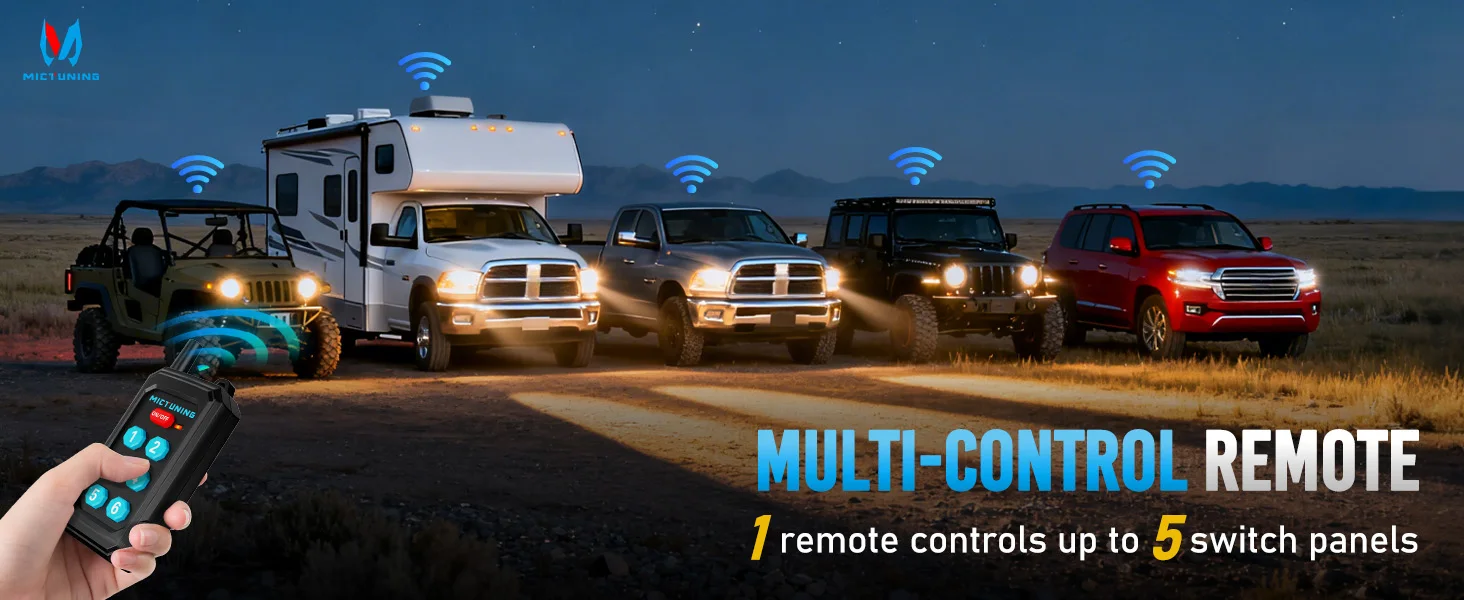 MICTUNING P1Y RGB 6-Gang-Schalttafel mit kabelloser Fernbedienung und App-Steuerung, Fernbedienung bis zu 230 Fuß, 12 V/24 V für LKW, Wohnmobil, Offroad – Detail 9