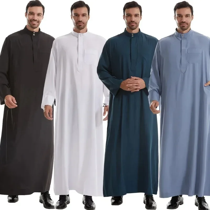 Longue robe musulmane pour hommes, vêtements islamiques saoudiens, Abaya, Caftan, Islam, Dubaï, Robe arabe, Eid Djellaba, Dishdasha