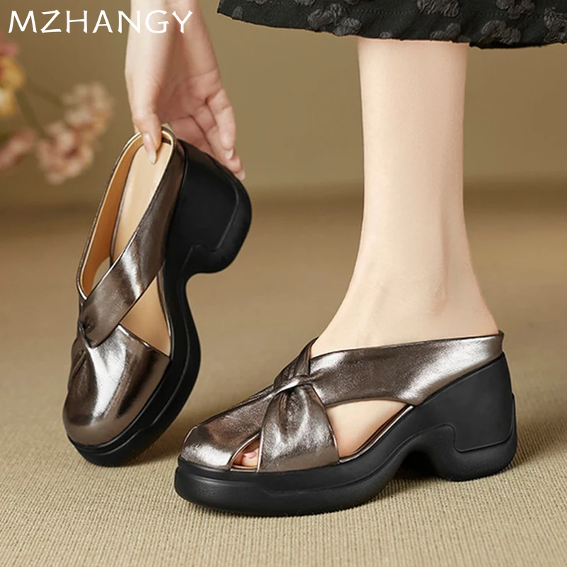 

High Heels Women Slippers Platform Woman Sandals Summer Mules Shoes 2025 Slingback Fashion Flip Flops New Trend Mujer De Zapatos