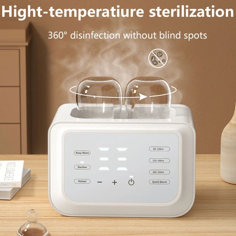 Family Friendly Double Bottle Warmer with 0.8L Capacity Infant Milk Warmer Device Dropship