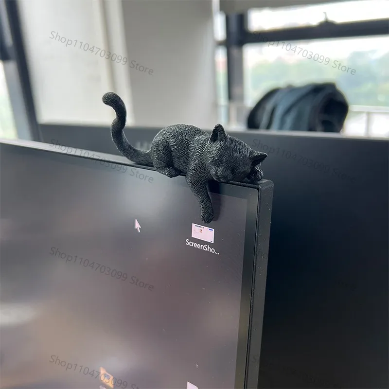 Niedliche Katzen- und Gänse-Dekofigur Mini-Katzenfigur Schreibtisch-Deko Süßes Tier-Ornament für Computerbildschirm Büro- und Heimdekoration – Detail 5