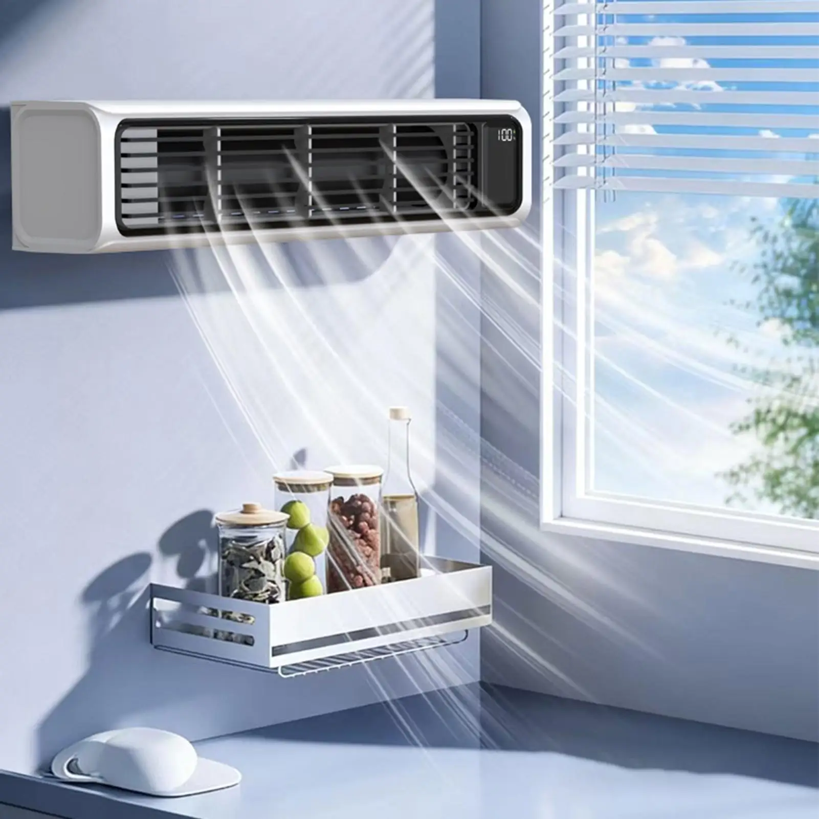 Portable Desk Fan 100 Wind Speed Air Circulation Device Wall Mount Portable Fan for Summer Home Bedroom Study Kitchen Office