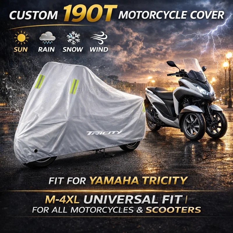

For Yamaha Tricity 300 125 155 2018 2019 2020 2021 2022 Motorcycle Cover Waterproof Heavy Duty Outdoor Rain Dust Sun Protector