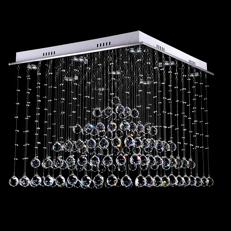 Luxury Square Modern Crystal Chandelier Dimmable LED Light Crystal Lamps Bedroom Living Room Lustres Para Sala De Jantar