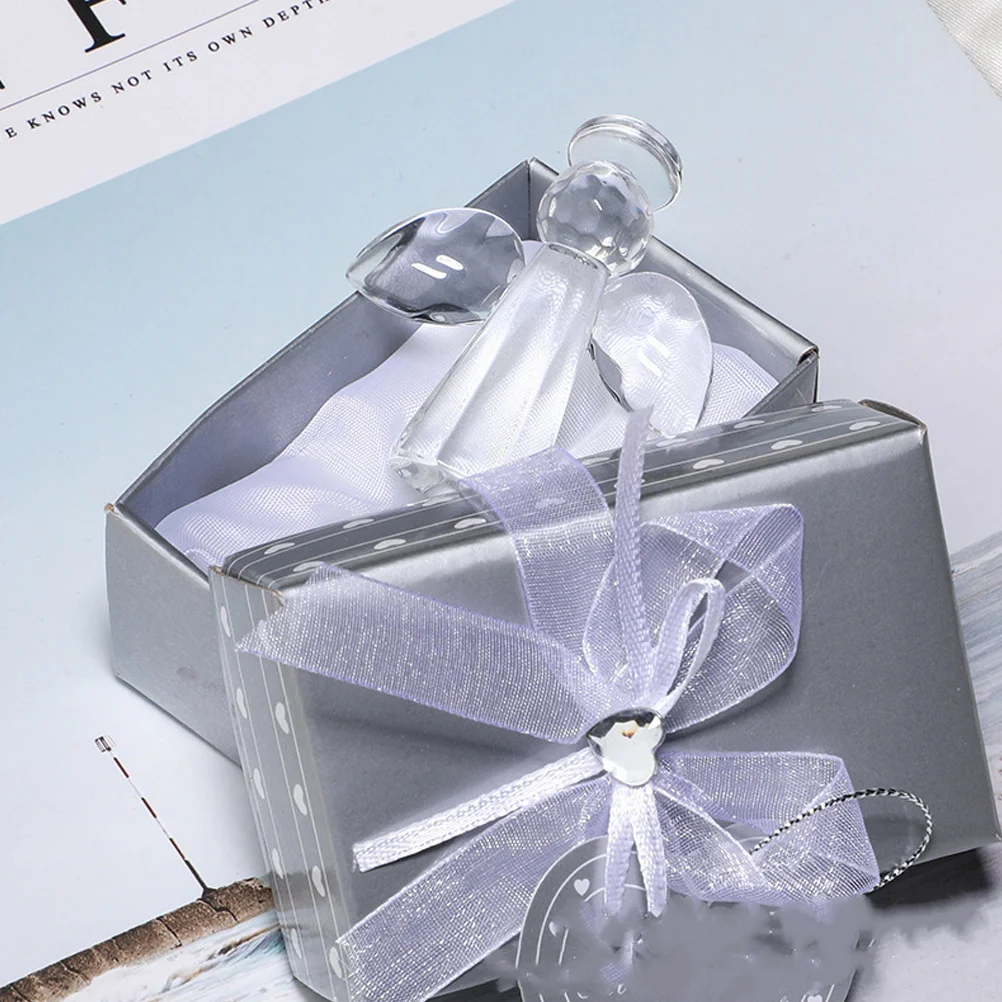 

2Pcs Glass Angel Statue Clear Crystal Decoration Creative Desktop Ornament Home Hotel Office Decor Glass Angel Ornament