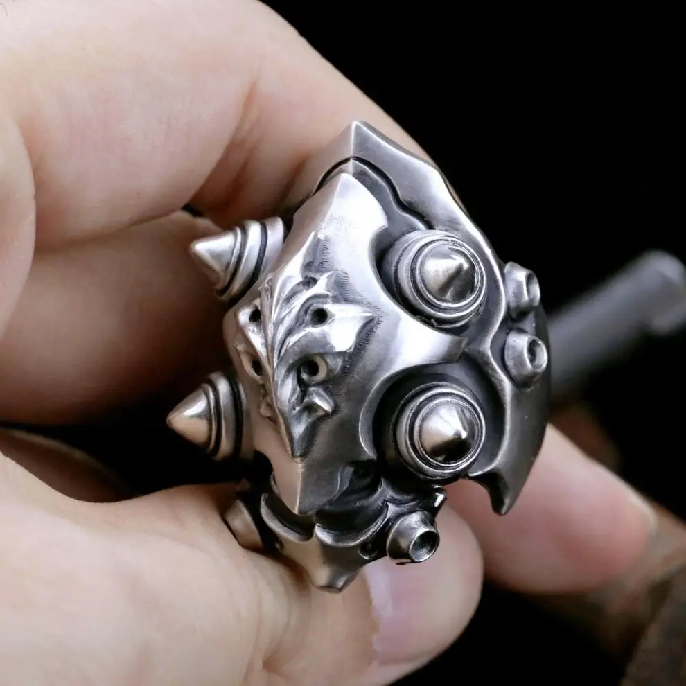 Fashion Metal Mecha Shield Rings Opening Carve Tangcao Flame Rings Gothic Punk Cool Rings for Men Women Jewelry Gifts