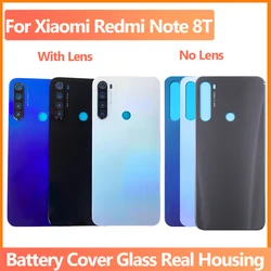 Xiaomi Redmi için not 8T arka pil kapağı Redmi arka konut kapı cam Panel kasa yedek parçalar + kamera lens ile