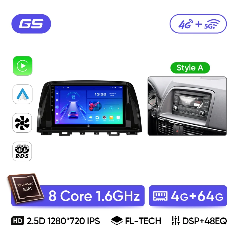 Ainavi autoradio voor Mazda CX5 CX-5 2012 2013 2014 2015 draadloze Carplay Android Auto stereo multimediaspeler WiFi 4G 2 Din