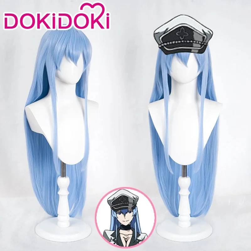 5;c'6,g'8b/EN STOCK Peluca Anime Akame ga KILL! Cosplay de DokiDoki Esdeath, disfraz de mujer con pelo largo azul, resistente al calor; 9'r.52/s.