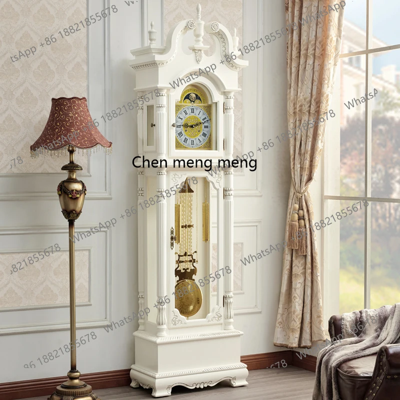 

European floor clock, living room mechanical pendulum clock, Helmler white desk clock, classical retro vertical clock