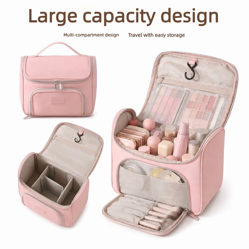 Multiple Columns Toiletry Bag Large Capacity Portable Travel Cosmetic Bag Pocket Makeup Camera Handbag Home Storage JJ3718