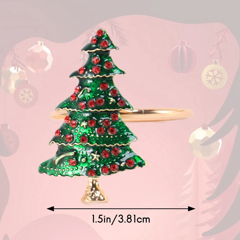 Christmas Napkin Rings Sets Of 6 Pcs, Gold Napkin Ring Holders Metal Dinner Tables Rings For Christmas Weddings Banquet image 2