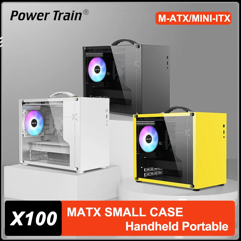 

Power Train X-GAMERX X100 MATX Case USB3.0 Type-C MINI Small Portable Handheld Computer Case ATX Power Supply