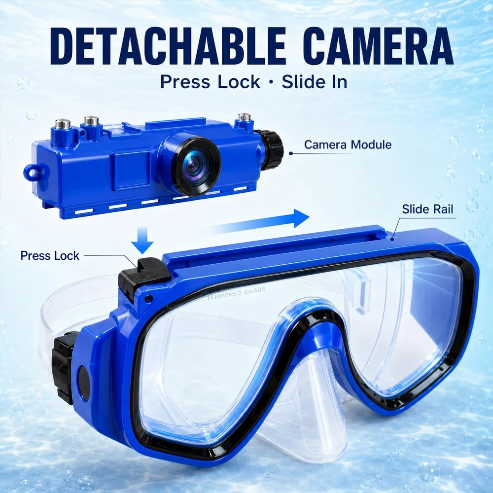 1PCS 2K Diving Goggles with Camera for Snorkeling & Scuba Use 0.78