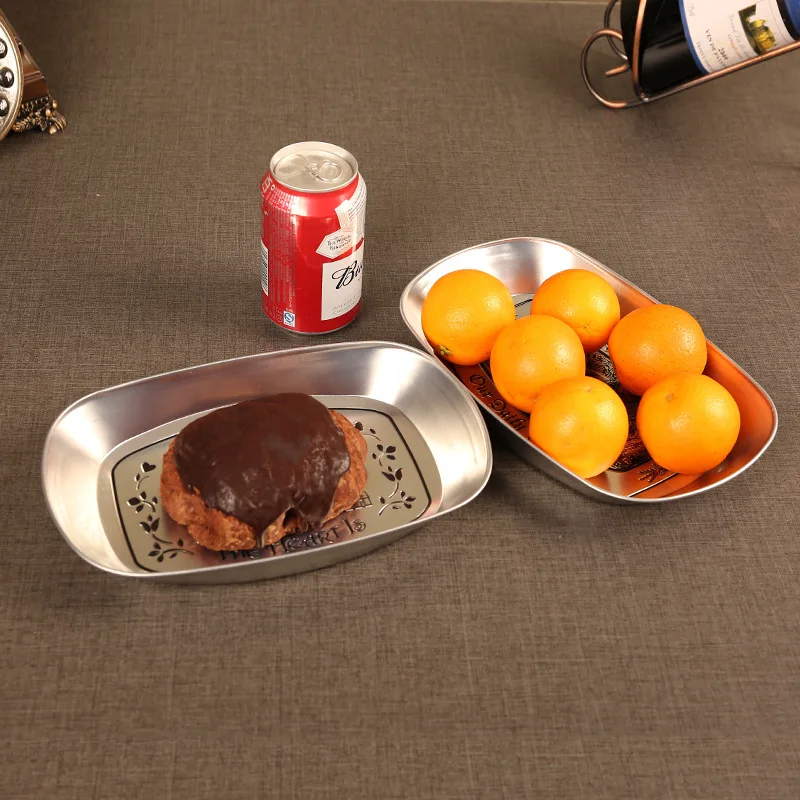 European Retro Iron Plate Boat-shaped Fruit Tinplate Small Tray Metal  Kitchen Utensils Candy Snacks Pastry Dish Sundries Tray