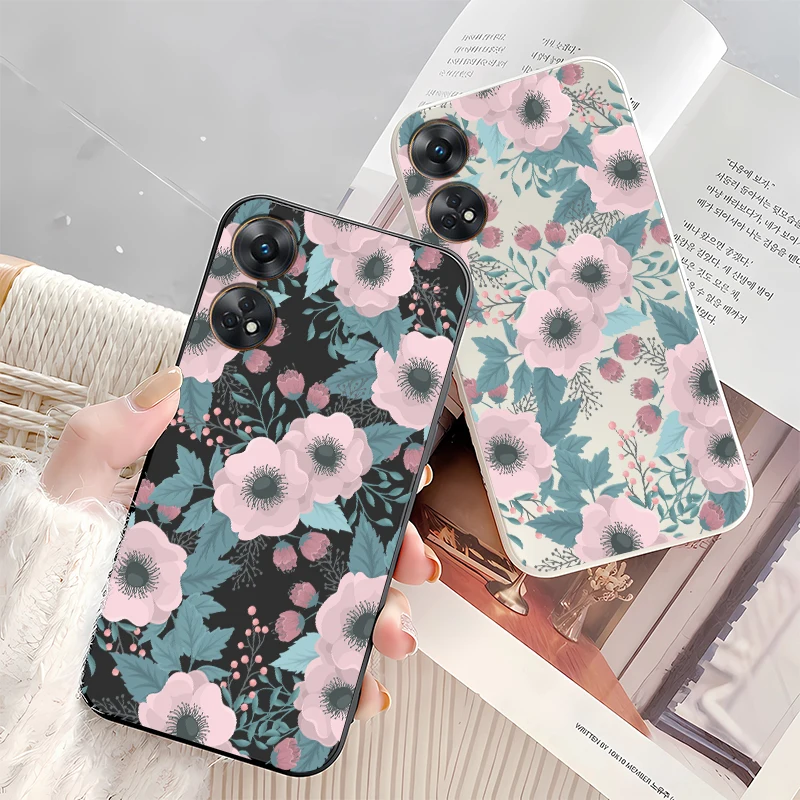 رينو 13 الفاخرة الزهور طباعة جراب هاتف ل ممن لهم رينو 13 برو 8T 4G 5G 14F 12 F19 برو 5F 6 لايت 7 للصدمات غطاء سيليكون #3