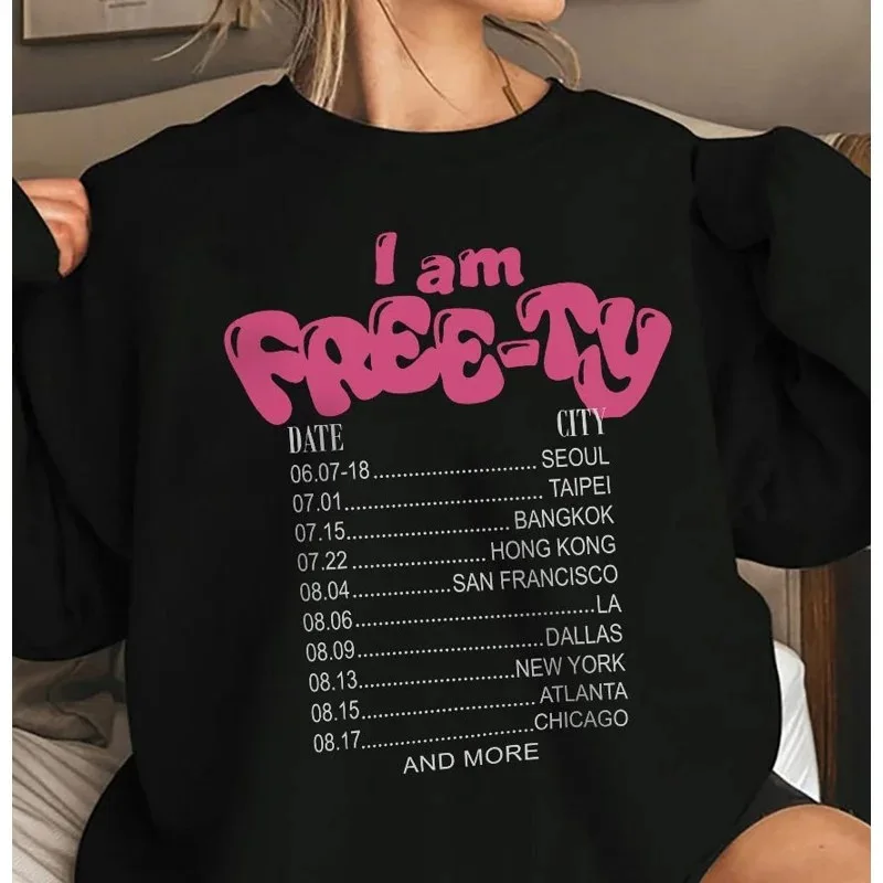 GIDLE Sweatshirts I Am FREE TY Women Men Korean Autumn O-neck Pullovers Kpop Fashion (G)I-DLE World Tour Fans Neverland Clothes