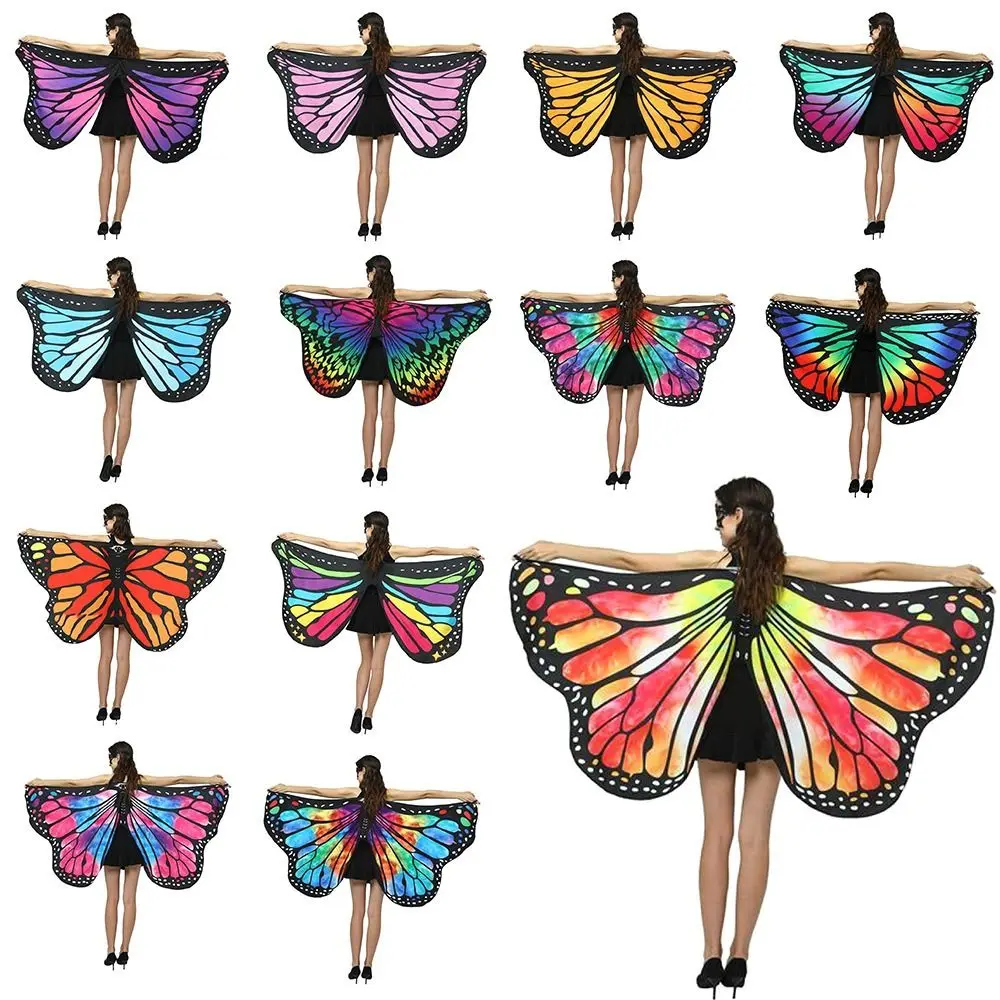 Womens Butterfly Wings Polyester Butterfly Cape for Stage Dress-up Shawl Cloak Fancy Dress Costume