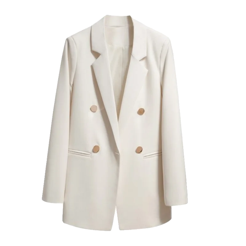 Primavera Autunno Donna Casual Jaets Cappotti Abiti Taglio dritto Bubble Sve Lungo Sve Doppio petto Colore puro