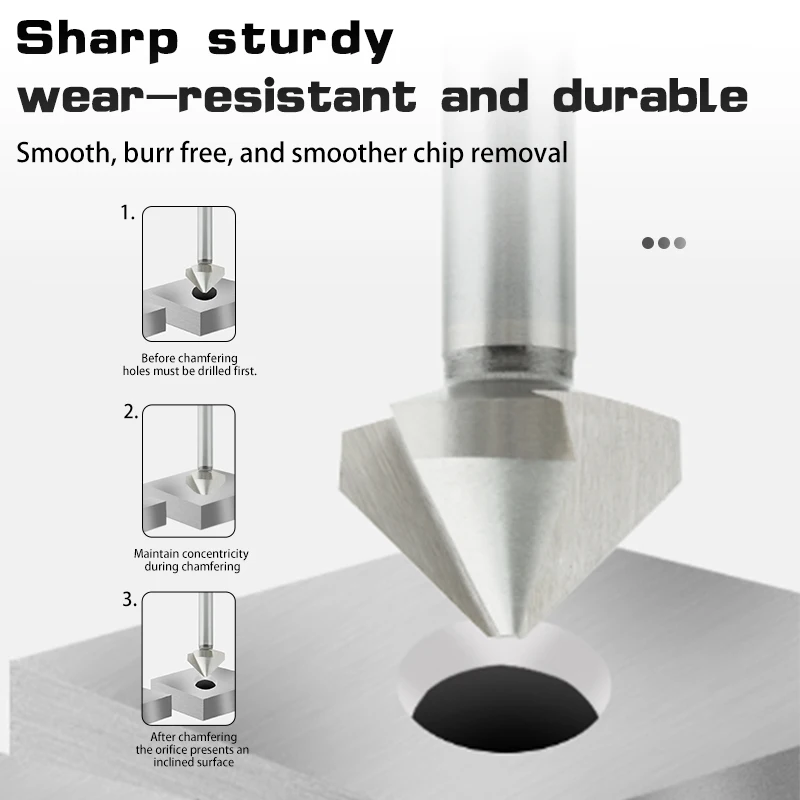 High-Speed Steel Straight-Shank Triple-Edge/Single-Edge 90-Degree Chamfering Bit Countersink Screw Deburring Srill 1/5/10Pcs