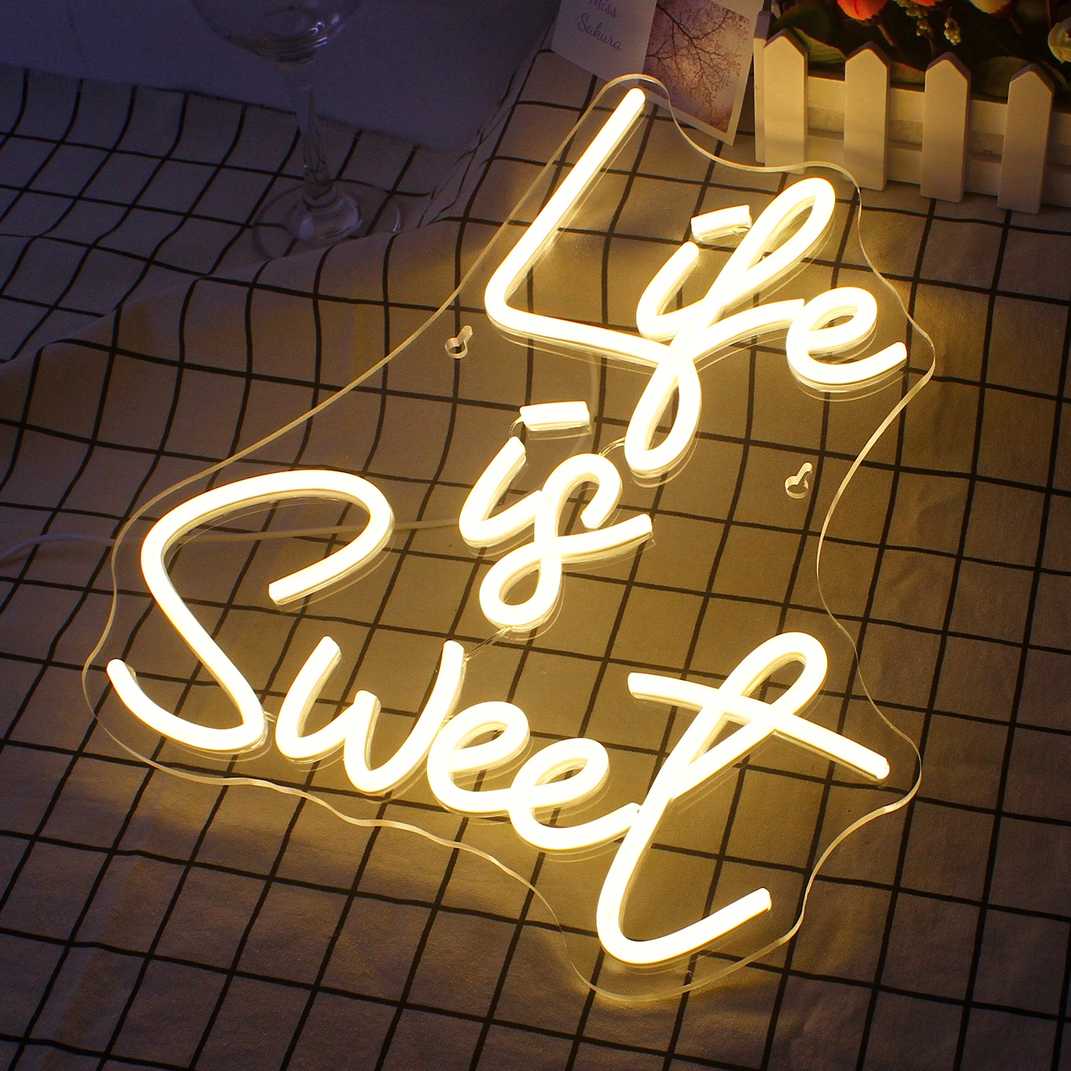 Love is Sweet Neon Sign LED Wall Decor USB Powered  Acrylic For Bedroom Wedding Engagement Bachelorette Party Decor Gifts