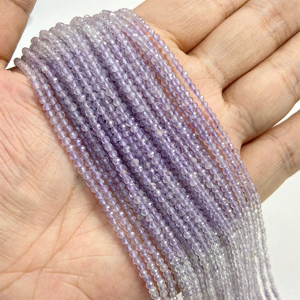 Natural Purple Tiny Amethyst Mica Quartz Crystal Stone Beads Loose 2MM 3MM 4MM Faceted Bead For Jewelry Making Waist Chain Diy